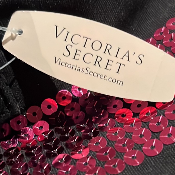 NWT Victoria's Secret Pink Sequin Stripe Weekender Bag w/ "VS" in Black Letters - Picture 6 of 12